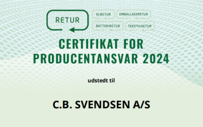 CB Svendsen modtager producentansvarscertifikatet fra Elretur