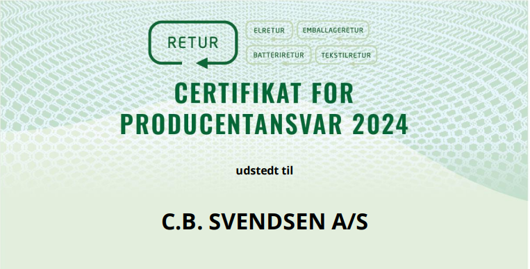 CB Svendsen modtager producentansvarscertifikatet fra Elretur